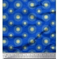 thumbnail image 1 of Soimoi Blue Japan Crepe Satin Fabric Artistic Flower Mandala Print Sewing Fabric Yard 42 Inch Wide, 1 of 3