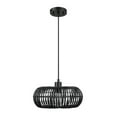 thumbnail image 1 of Fitz 1-Light Matte Black Pendant Lighting with Rattan Shade, 1 of 9