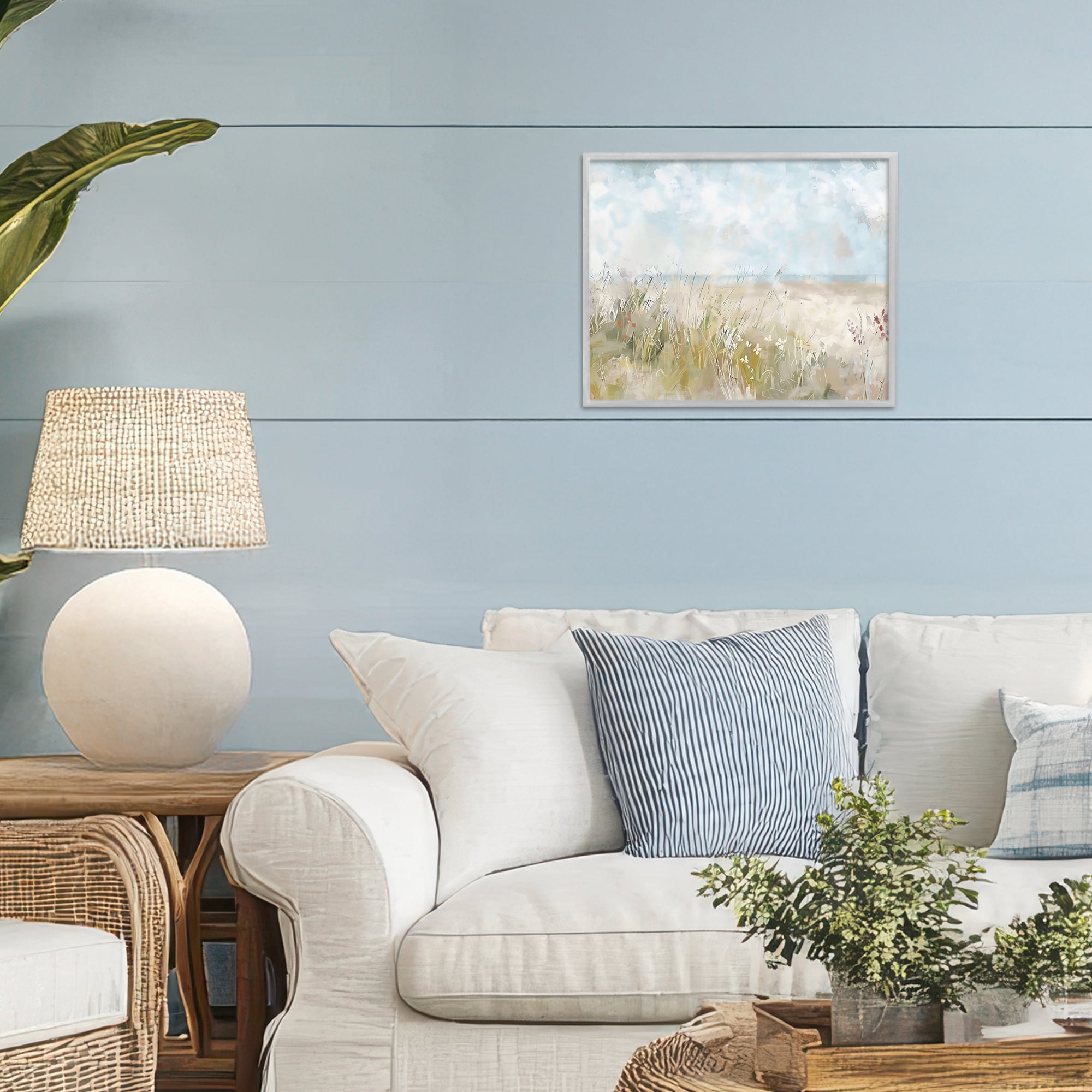 Stupell Industries Flowers By The Ocean Gray Framed Giclee Art, design by Creative Studio