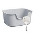 thumbnail image 1 of Open Top Pet Litter Tray Kitten Toilet Cat Sandbox Large Space Bedpan Cat Litter Gray, 1 of 9