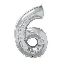 Way to Celebrate 42" Number 6 Silver Balloon