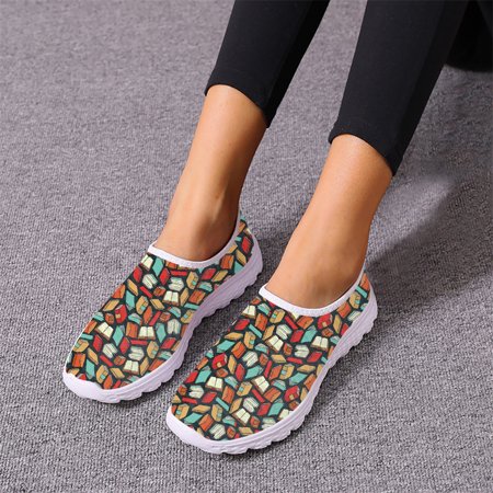 

Cartoon Books Learning Tools Print Ladies Spring Autumn Sneakers Lightweight Mesh Shock Absorbing Running Shoes Print On Demand