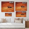 thumbnail image 4 of Designart 'Fishing Boat During Red Evening Glow' Nautical & Coastal Print on Natural Pine Wood, 4 of 5