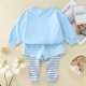 thumbnail image 2 of Gibobby Conjunto de Sudadera y Leggings de Lana A rayas + sudadera, ropa para niñas, conjuntos de pantalones deportivos, ropa para niños pequeños, 2 uds.(Azul claro,18-24 Meses), 2 of 5