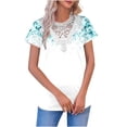 thumbnail image 2 of Ounisa Womens Short Sleeve Tops V Neck Solid Color Mesh Panel Pullover Casual Loose Fit Spring Summer Daily Wear Blouses S-3XL, 2 of 5