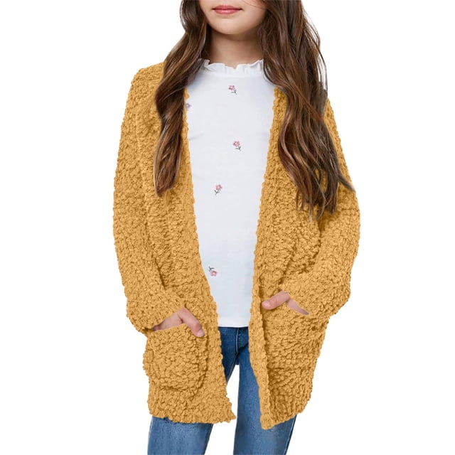 Blusa informal de manga larga con bolsillos para niñas de 5 a 14 años