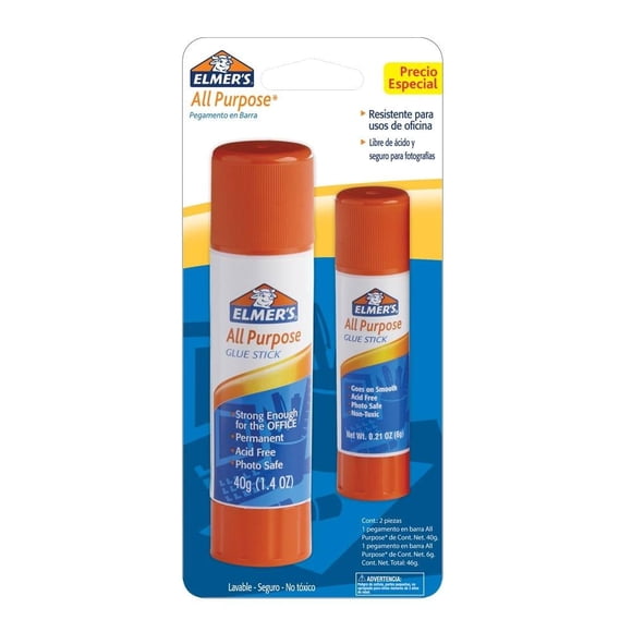 Pegamento en Barra Elmer's 40 g y 6 g 2 pzas