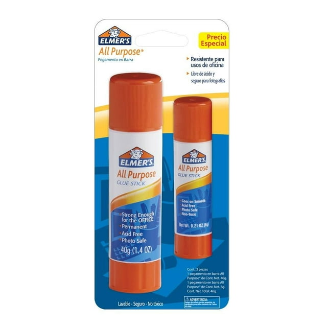 Pegamento en Barra Elmer's 40 g y 6 g 2 pzas