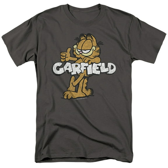 Garfield Retro Garf Unisex Adult T Shirt (Medium) Charcoal