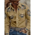 thumbnail image 3 of Men's Western Shirts Long Sleeve Embroideres Cowboy Shirts Casual Button Down Shirt Black XXL, 3 of 4