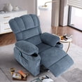 thumbnail image 3 of Manual Vibration Heating Recliner, Adjustable Home Theater Leisure Seating with Bread-shaped Handrail and Large Side Pockets Blue, 3 of 5