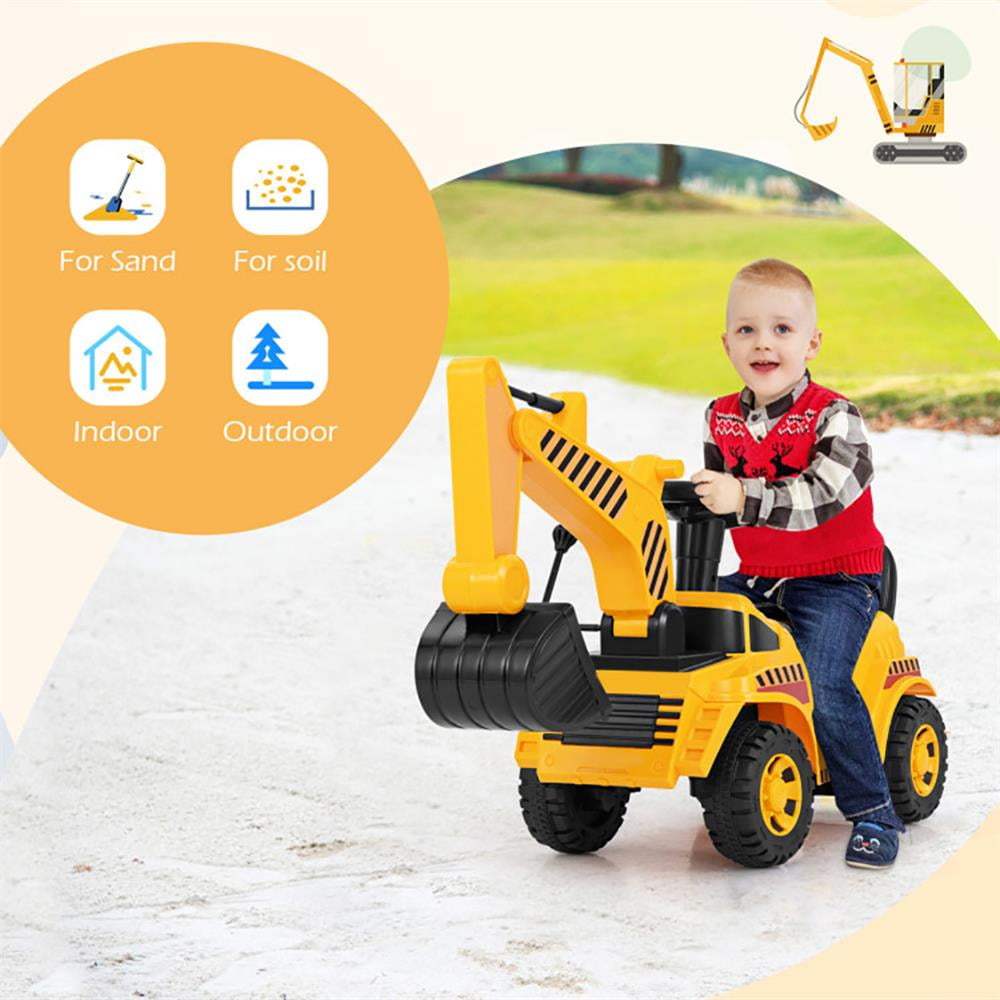 Resenkos Kids Ride on Excavator with Adjustable Shovel-Yellow