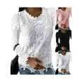 thumbnail image 2 of DYMADE Womens Lace Crochet Long Sleeve Casual Blouse Shirt Tops, 2 of 3