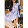 thumbnail image 2 of Women's Lavendula Plaid Ruffle Wide Short Sleeve Babydoll Mini Dress - [ZhiHiMeRi] | (US 12-14)L, 2 of 12