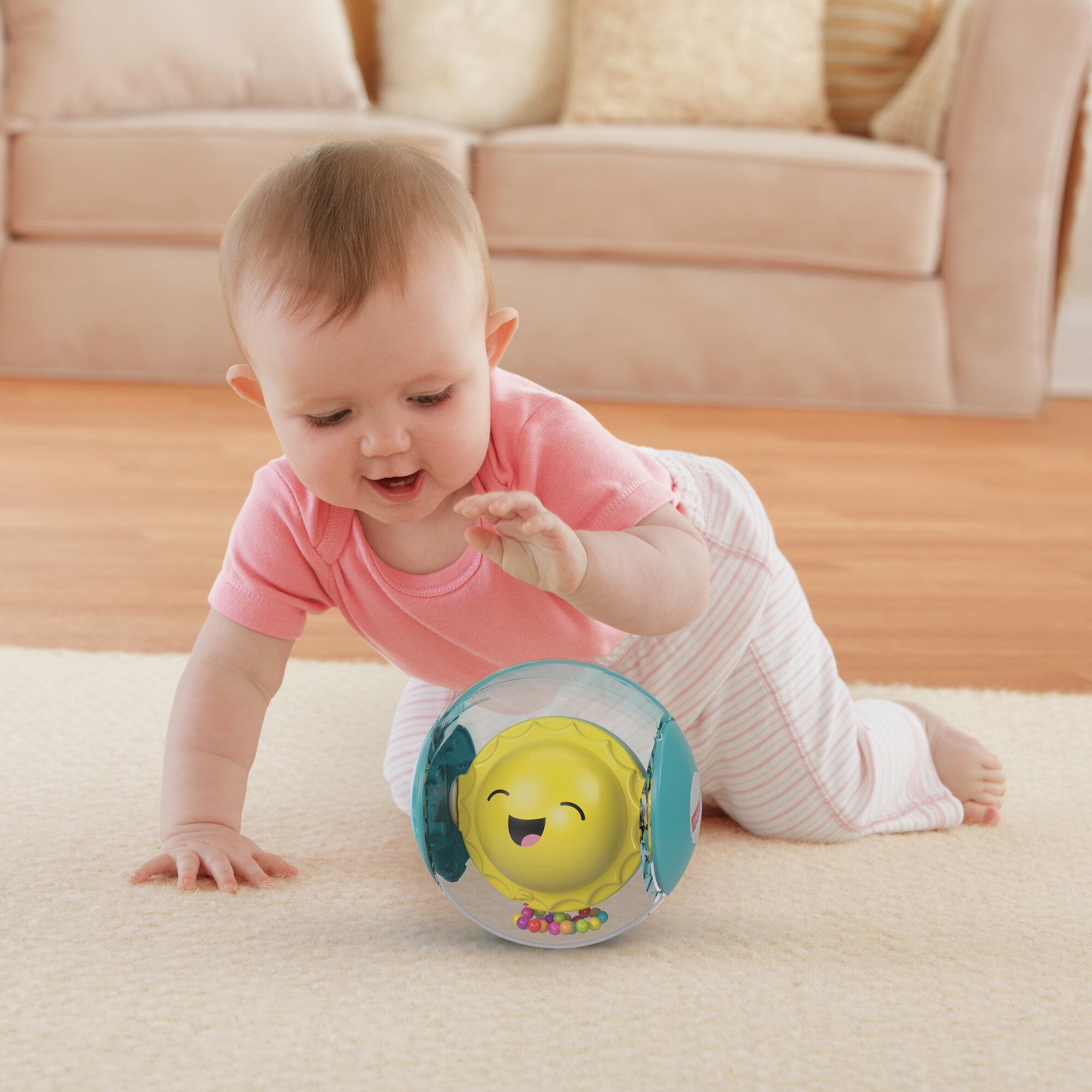 Fisher-Price Hello Sunshine Rattle Ball with Rainbow-Colored Beads - image 2 of 4