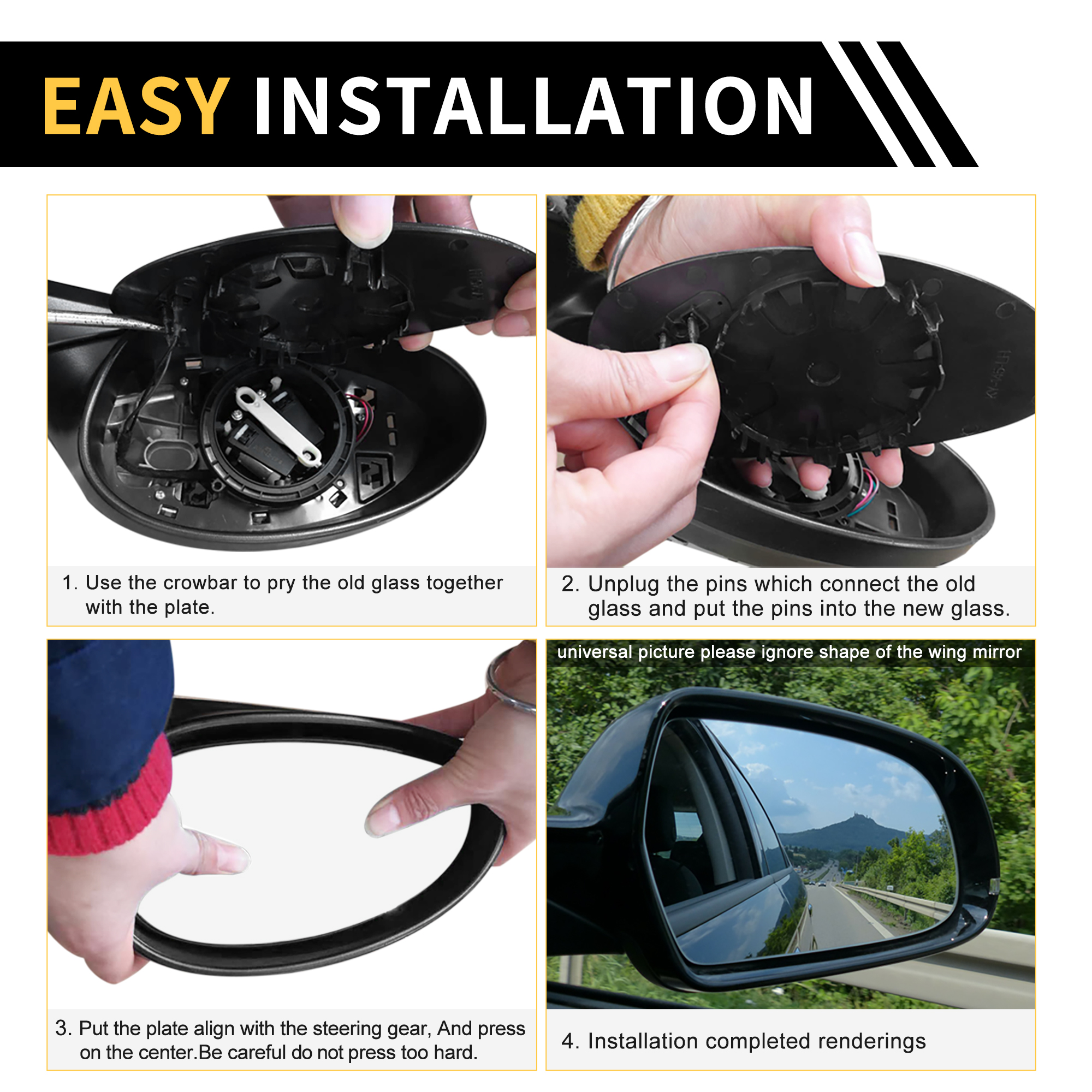 Unique Bargains Mirror Glass Replacement for Ford F-250 F-350 Super Duty 2017-2024
