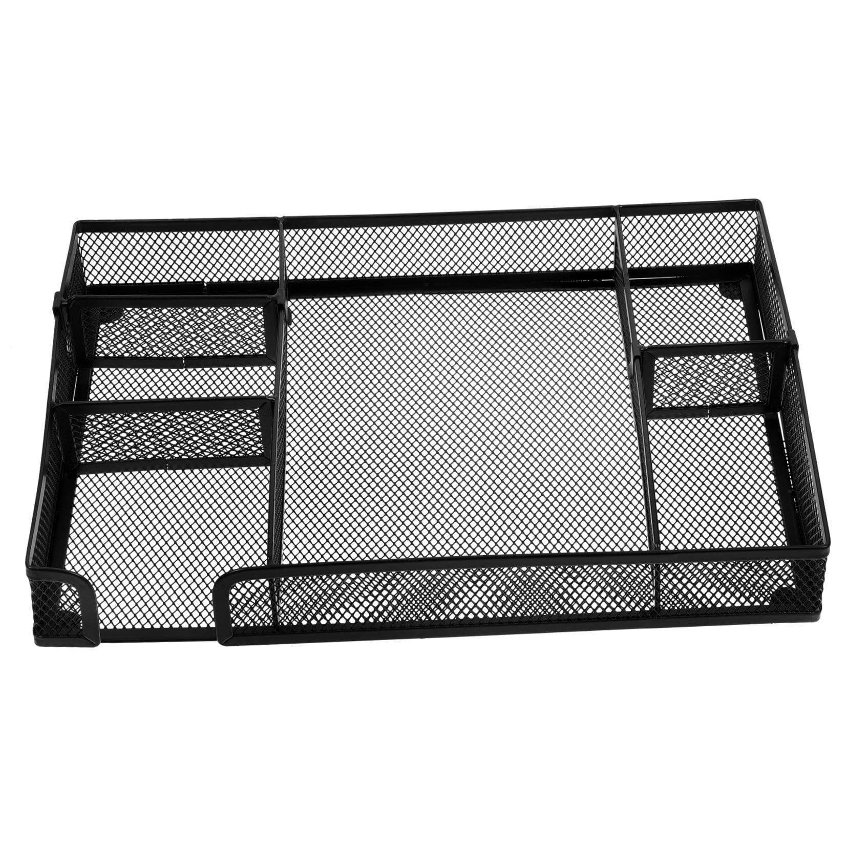 DINHEAROM Compact Black Mesh Desk Drawer Organizer Tray for Stationery Storage