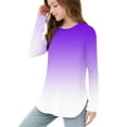 thumbnail image 6 of Favoffer Girls Long Sleeve T Shirts Round Neck Curve Hem Side Slit Basic Casual Loose Tunic Soft Tops 3-12Y, 6 of 7