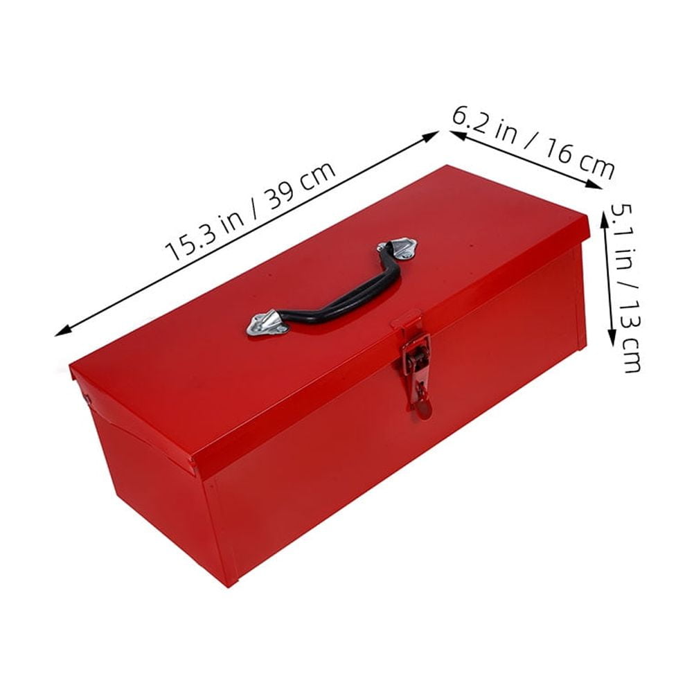 Raindrops Metal Tool Box Portable Tool Storage Organizer Box With Latch Closure And Handle Small Parts Box Hardware Organizer For Home Garage Red