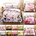 thumbnail image 2 of New Bed Double Single for Twin Full Pillowcase with 3PCS Set Bedding Size King Flower Pink Cover Quilt Set Cover Duvet Lily, 2 of 7