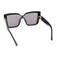 thumbnail image 4 of Womens Color Mirror Oversized Half Rim Shield Cat Eye Plastic Fashion Sunglasses Black - Blue Mirror, 4 of 4