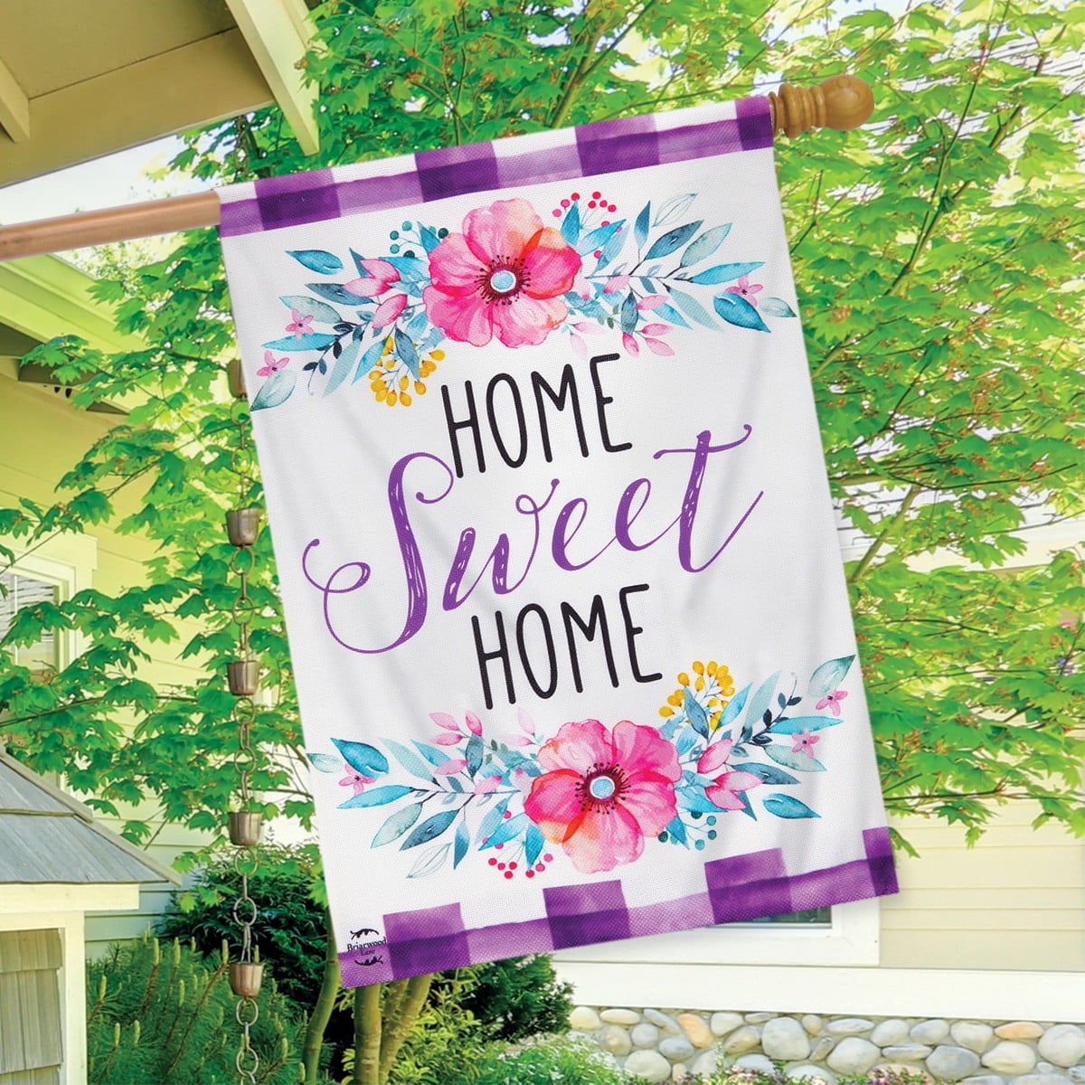 Briarwood Lane House Flag 40x28 For Outdoor Floral Home Sweet Home Spring Burlap For Spring House Flag