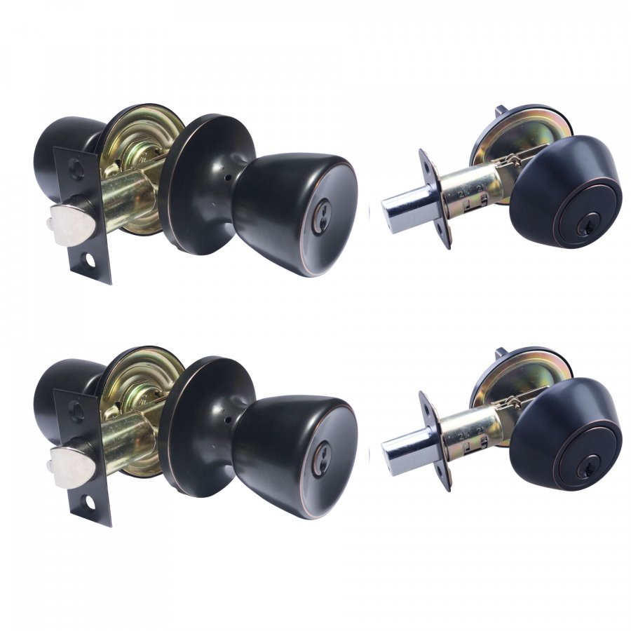 Locksets for Exterior doors and mobile home with deadbolt, 2 Pack Keyed