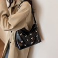 thumbnail image 1 of Bolso de hombro para mujer Bolso de cuero para las axilas Bolso de mano con cremallera de mariposa (Negro), 1 of 7