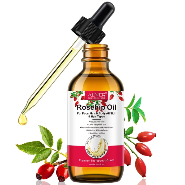 Aceite de rosa mosqueta para la cara Aceite de rosa mosqueta Aceite de semilla de rosa mosqueta orgánico puro prensado en frío para el cuidado nutritivo del cabello antienvejecimiento rostro y piel