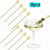 Gold Art Deco Cocktail Picks, Stainless Steel Cocktail Picks for Drinks, Garnish Picks, Cocktail Skewers, Barware Accessories, 5in, Set of 4