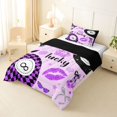 thumbnail image 2 of Erosebridal Purple Plaid Billiards Twin Comforter Sets 3-Piece for Kids Boys Girls,Sport Strawberry Bow Bedding Set for Teens,Black Reversible,Ultra Soft Home Decor, 2 of 6