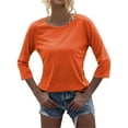 thumbnail image 2 of Dellytop Women O-Neck 3/4 Sleeve Solid Casual Basic T Shirt, 2 of 4