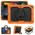 thumbnail image 4 of iPad 10.2 inch Case, iPad 9th/8th/7th Gen Case with 360° Ring Holder, Dteck Heavy Duty 3 in 1 Shockproof Bumper Full Body Drop Protection with Built-in Screen Protector, Orange+Black, 4 of 8