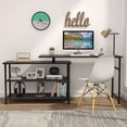 thumbnail image 3 of TribeSigns Modern L-Shaped Desk with Storage Shelves, 360° Rotating Desk Corner Computer Desk Study Writing Table Workstation with Open Shelves for Home Office, High Glossy Finish (Black), 3 of 7