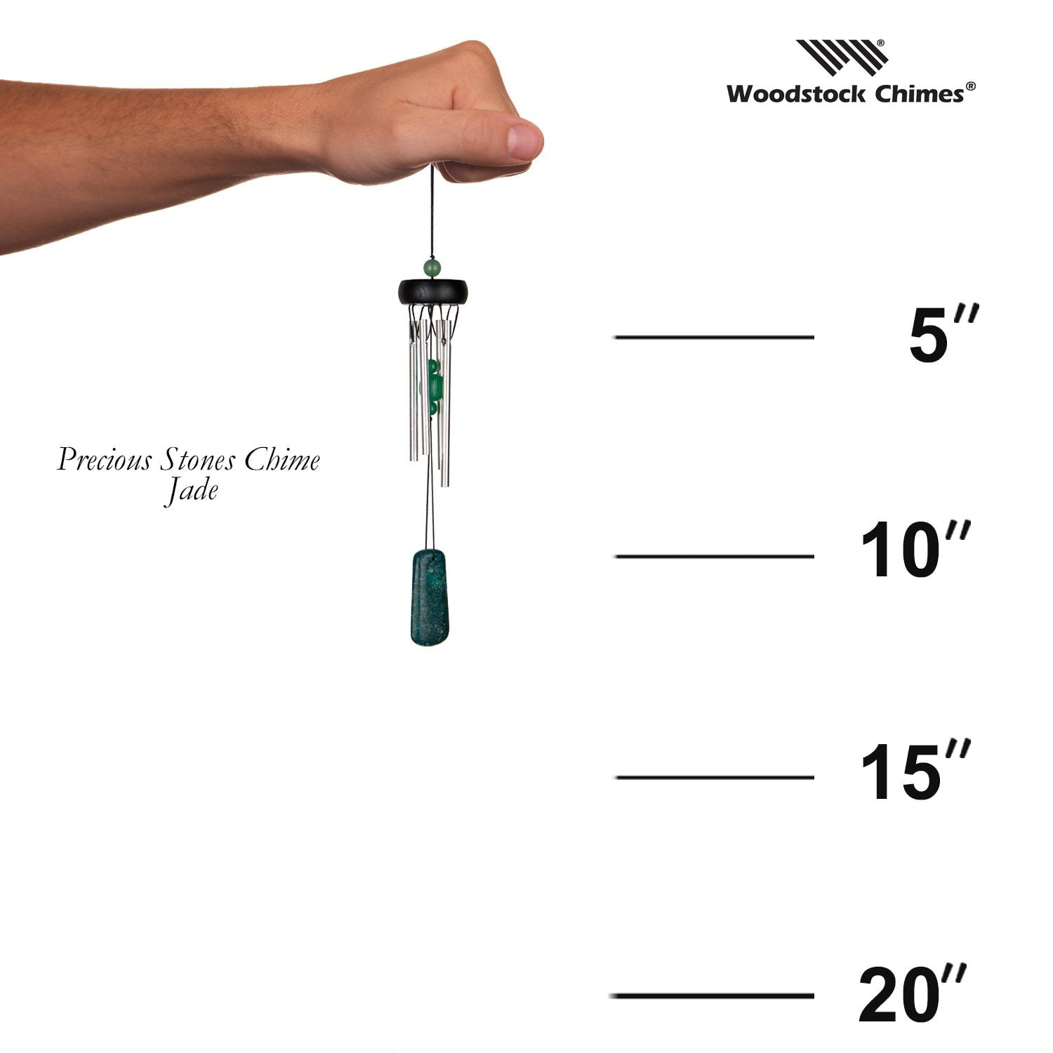 Woodstock Windchimes Precious Stones Chimes Jade, Wind Chimes For Outside, Wind Chimes For Garden, Patio, and Outdoor Décor, 12"L