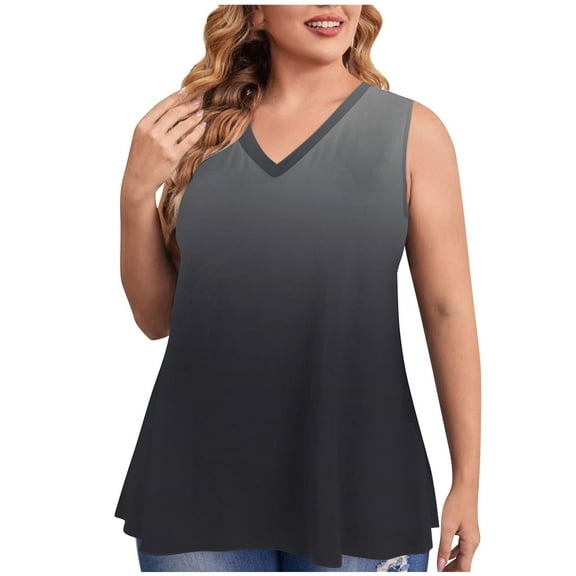 Runfenguu Spandex Tank Tops For Women Suit Vests Fashion Women'S Summer Casual Printed Loose Round-Neck Camisoles Tank Tops Women'S Plus Size Tank Tops
