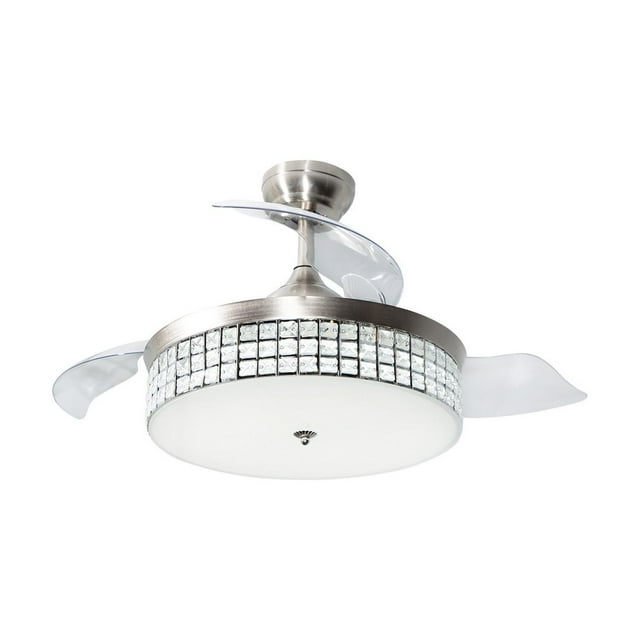 Ventilador De Techo Retráctil 42", Luz LED, Cromo, 3 Aspas, 6 Velocidades