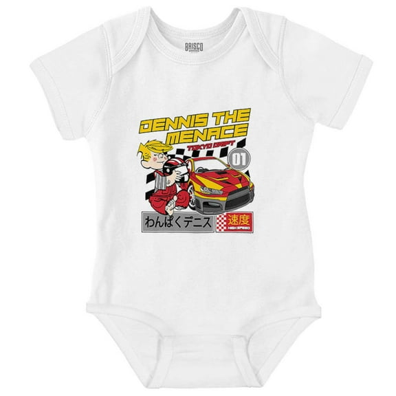 Dennis The Menace Kanji Tokyo Drift Romper Boys or Girls Infant Baby Brisco Brands NB