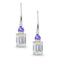 thumbnail image 2 of 925 Silver and 10K Yellow Gold IGI Certified Lab Grown Diamond & Blue Tanzanite Drop Dangle Earrings for Women | 6.54 Cttw | Emerald Cut Diamonds Each 3 Ct | E-F Color | VS1-VS2 Clarity, 2 of 5
