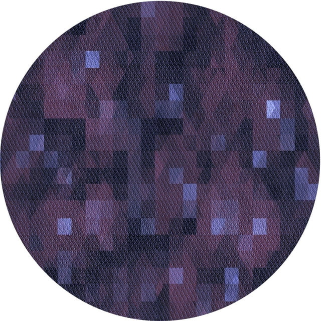 Ahgly Company Tapis Rond Lavable en Machine Intérieur Transitionnel Violet Pervenche Profond, 3 Pieds Rond