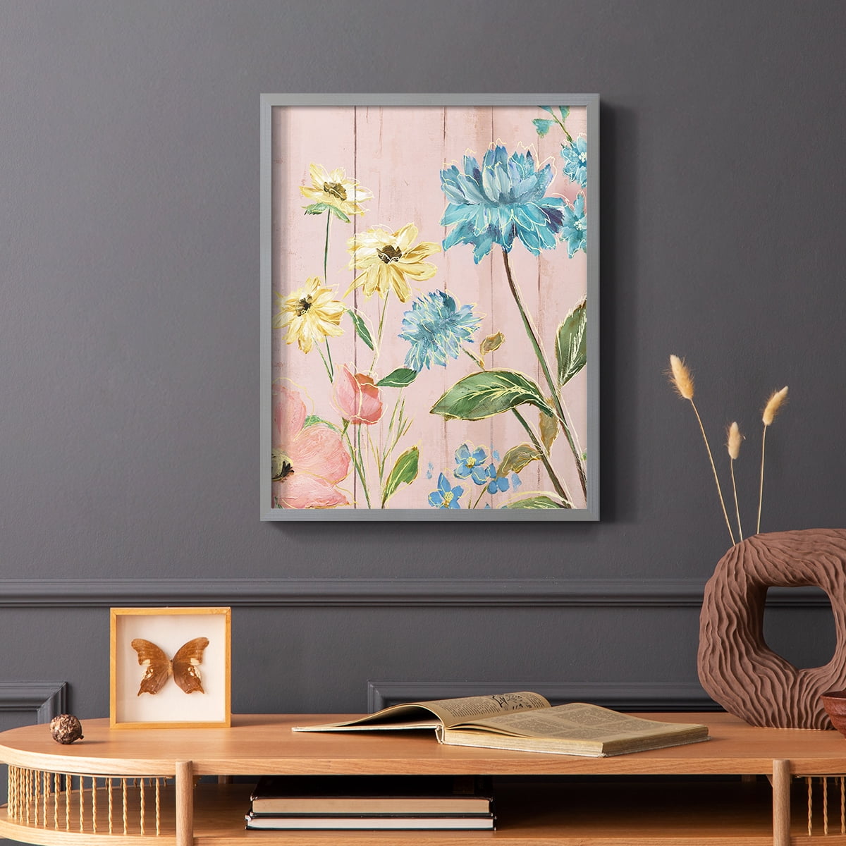 Wildflower Flutter IV Framed Print - Solid Wood in Single Picture Frame Solid Wood 2 Framed Print