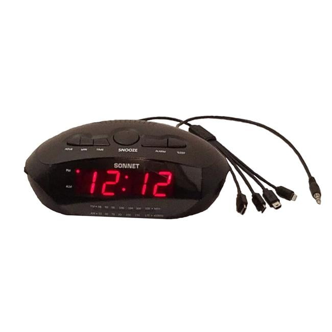 R1688 LED Clock Radio with 2 USB Port & 4 prong charging cable