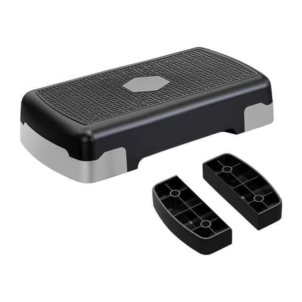 Stepper aeróbico para entrenamiento con elevadores, tabla de equilibrio antideslizante y estable. Gris Negro