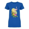 thumbnail image 1 of Pink Flamingo Tropical Graphic Shaped T-Shirt Women -Image by Shutterstock, Female Small, 1 of 2