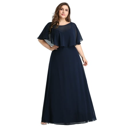 Ever-Pretty Womens Chiffon Elegant Plus Size Bridesmaid Dresses for Women 07762 Navy Blue