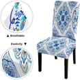 thumbnail image 3 of Turquoise Dining Chair Cover Moroccan Aqua Set of 6 Stretch Removable Washable Slipcovers for Dining Room Hotel Kitchen, 3 of 6