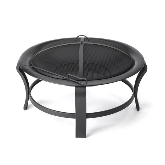 Portable Fire Pit Outdoor Steel Wood Burning - Camping Patio Firebowl with Poker & Spark Screen 30"