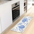 thumbnail image 6 of Blue Florals Decorative Frame Plush Carpet Non Slip Runner Rug Absorbent Bath Mat 39" x 20", 6 of 8