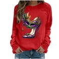 thumbnail image 2 of Xuyuer Women's Carnival Printed Long Sleeved Round Neck Mardi Gras Sweatshirt Carnival Outfits Women Carnival Sweatshirts Fat Tuesday Fashionable Pullover Tops, 2 of 6