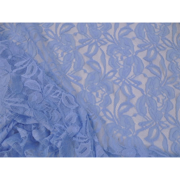 Embroidered Stretch Lace Apparel Fabric Sheer Floral Cornflower Blue WW20